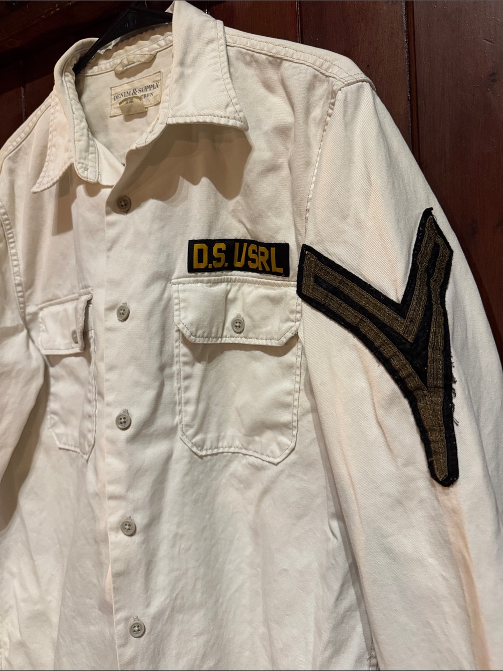 Denim & Supply Ralph Lauren White Military Patch Shirt Jacket - Picture 4 of 4